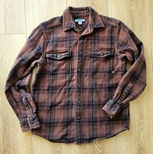 Men's Gander Mountain Burnt Black Plaid Long Sleeve Button-Up Shirt Small